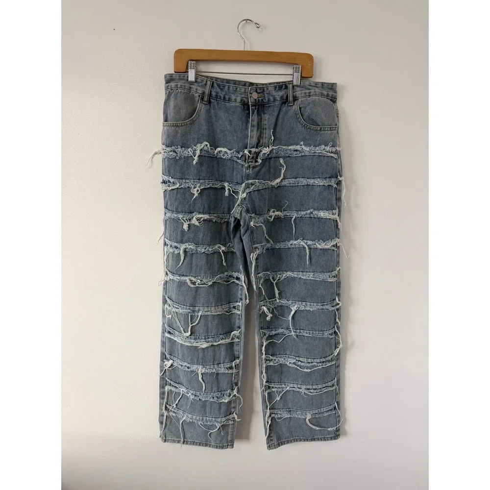 Men's SHEIN Retro Slim Fit Fashion Distressed Light Wash Jeans – Size XL – NWOT - Picture 2 of 6